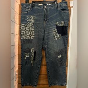 Anthropologie plus size patch work jeans